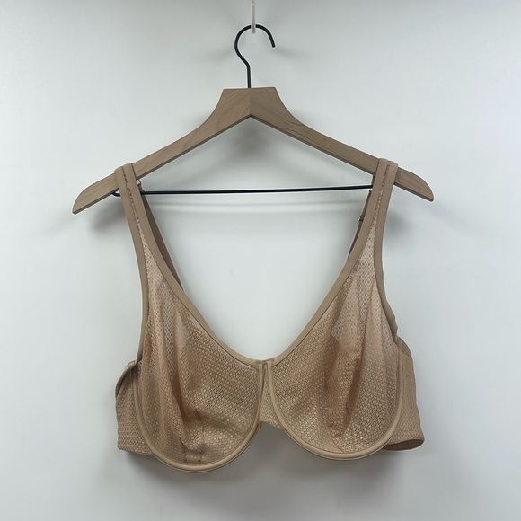 ThirdLove Unlined Modern Mesh Scoop Bra Neutral Beige 44C - Picture 3 of 7